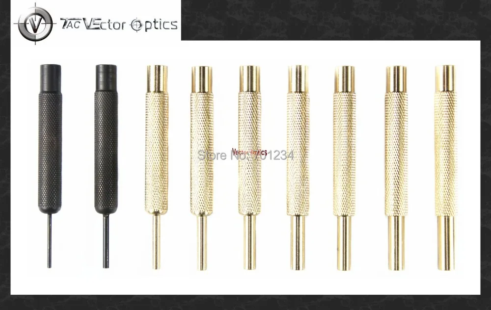 Kopen Vector Optics 9 st High End Wapensmid Punch Pin Kit Pistool Reparatie Messing Rvs Set Schieten Accessoires