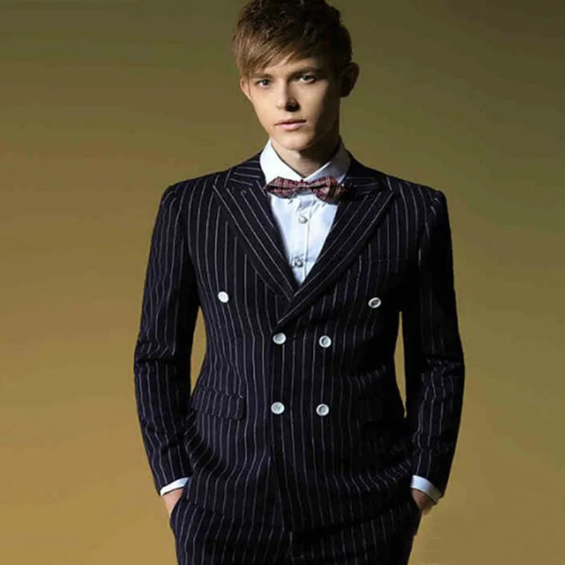 2018 black Groom Tuxedo Pinstripe Costume smoking men Suit Dinner