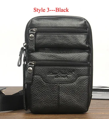 Сумки из натуральной кожи для мужчин, модная повседневная сумка-мессенджер, мужская сумка через плечо на одно плечо, мужская сумка, сумка для телефона, кошелек, сумки - Цвет: Style 3 Black