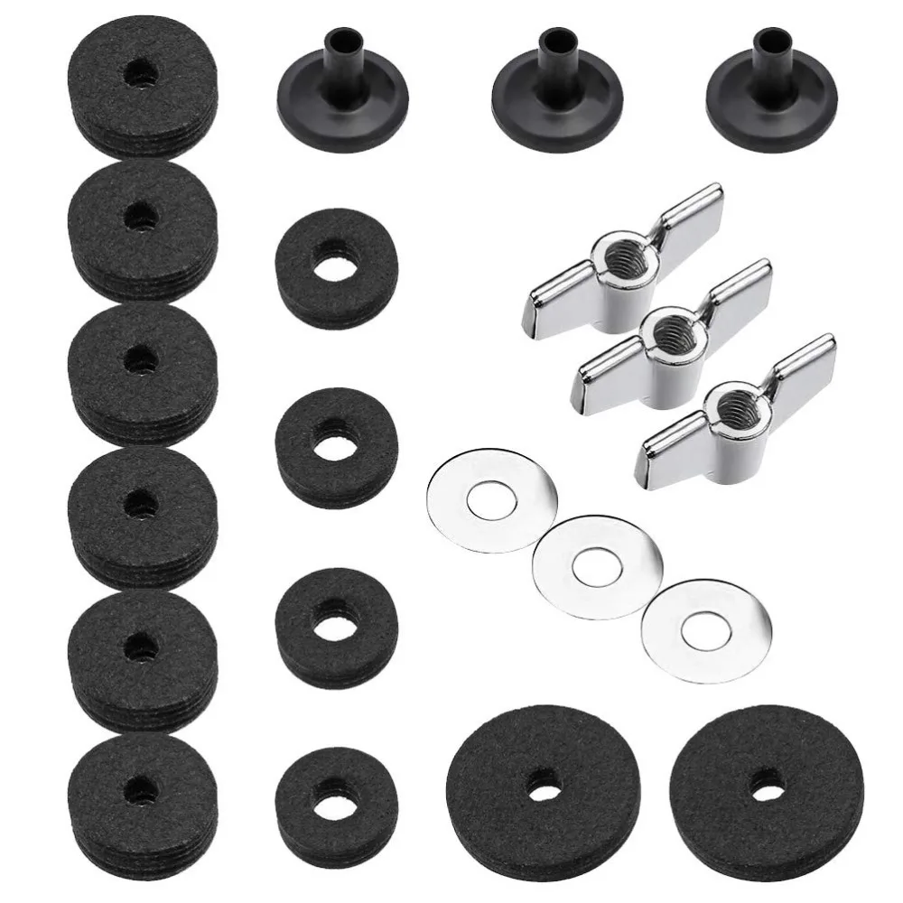 

21Pcs Cymbal Replacement Accessories, Uspacific Cymbal Felts Hi-Hat Clutch Felt Hi Hat Cup Felt Cymbal Sleeves with Base Wing Nu