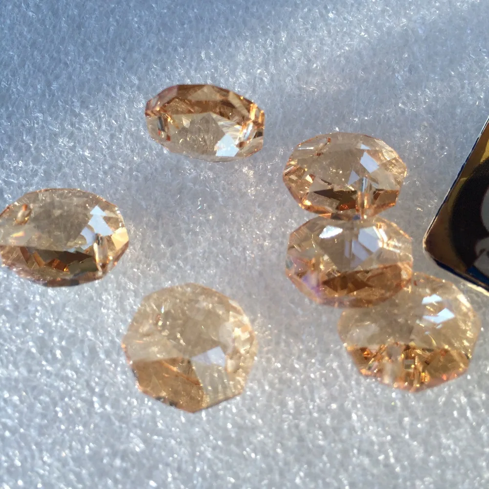 Sparkle 500pcs Champagne crystal Octagon Beads for chandelier Crystal accessories, Crystal Curtain Supplies, crystal lamp parts