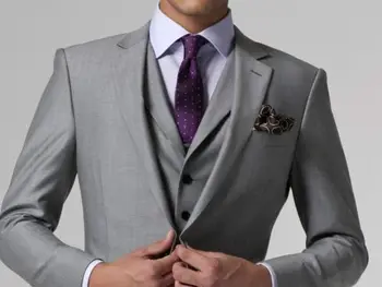 Tanie Szary Rekina Groom Garnitur Klienta Wykonane Szary Dwukolorowe Tkane Garnitury ślubne Dla Mężczyzn, Bespoke Vintage Szary Płaszcz Szary Wedding Tuxedo
