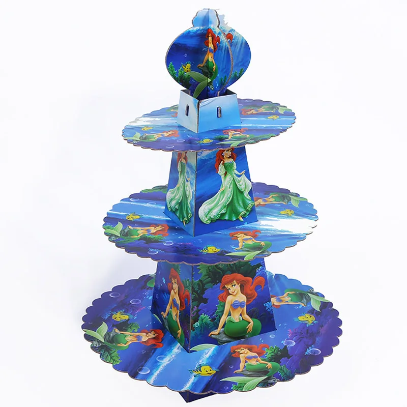 Cake rack Маленькая Русалочка Ариэль вечерние украшения для девочек на день рождения посуда бумажная шляпа салфетки тарелка скатерть подарок на день рождения шар - Цвет: Cake rack