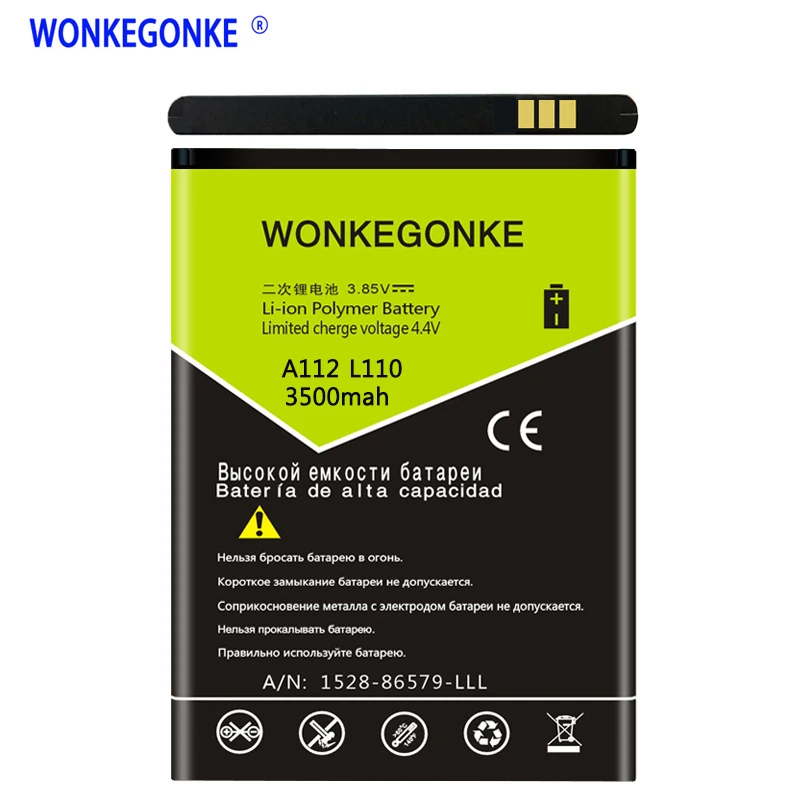 WONKEGONKE батарея для zte Blade A112 L110 V815W батарея мобильного телефона черный Li3814T43P3h634445 батареи