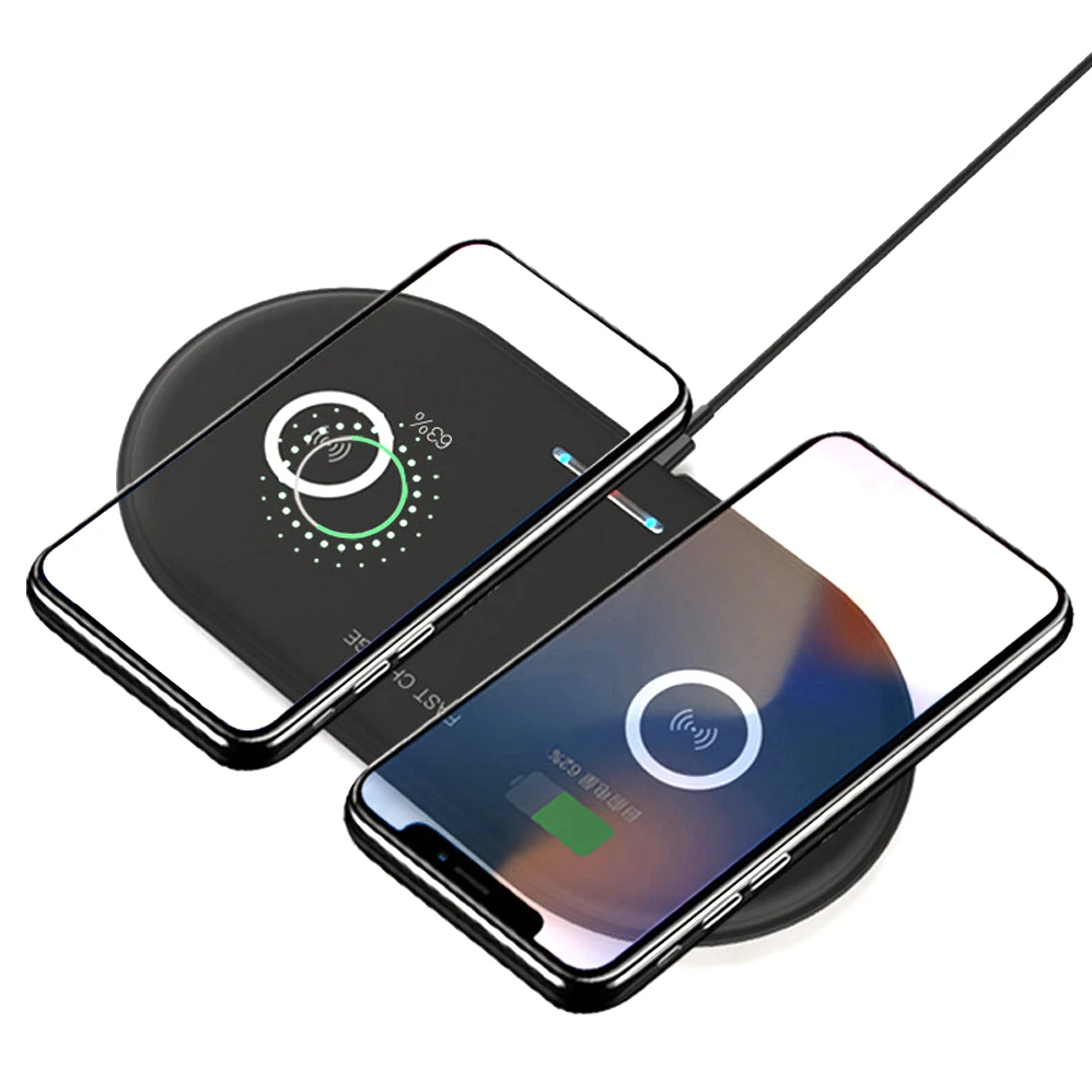 

Double QI Wireless Charger dock For IPhone 8 Plus Samsung S9 S8 S7 LG V30 + Lumia 1520 920 Mix 2s 3 Quick Wireless charging pad