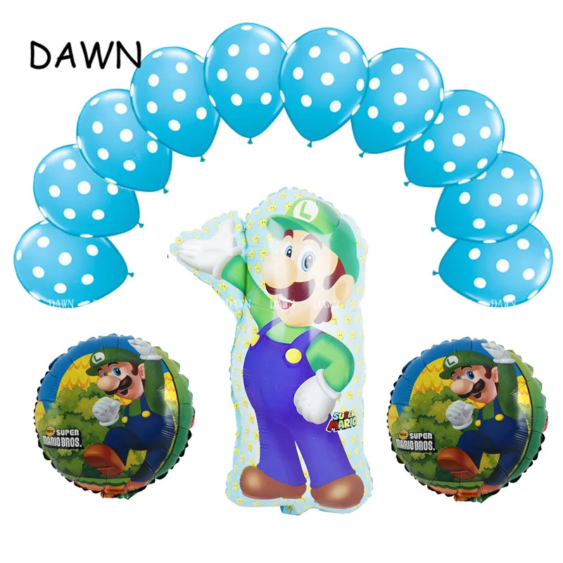 

13pcs 68*44cm Super Mario Balloons Set Birthday Party 18inch Mario Bros Helium Globos 12inch Red Blue latex Decoration Supplies