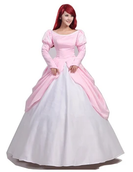 

2017 Pink Ball Gown Adult Princess Ariel Dress Cosplay Costume The Little Mermaid Dress A-Line