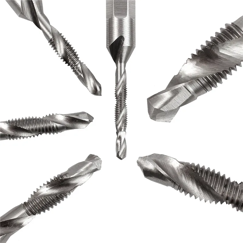 Neoteck 6Pcs/set hss Hexagon Hex Metric drill bit Tap Countersink Screw Thread M3 M4 M5 M6 M8 M10 Hand Tools Silver Gold Color