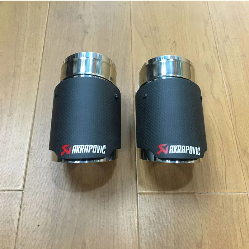 2шт углеволоконные akrapovic выхлопные наконечники для автомобиля Volkswagen Golf 7 VW Golf 6 MK7 Jetta MK6 Polo Scirocco 1,4 T Tiguan - Цвет: 2 pieces