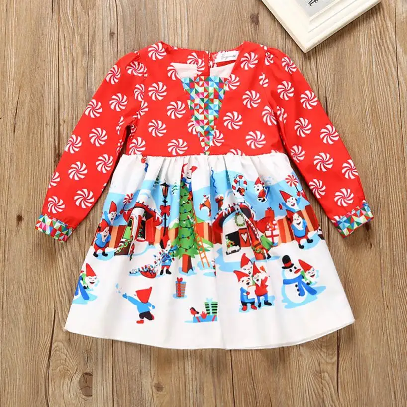 

Toddler Children Kid Baby Girls Ragazze Cartoon Party Princess vestiti Dress Christmas Di Natale Outfit Bamabino Clothes costume