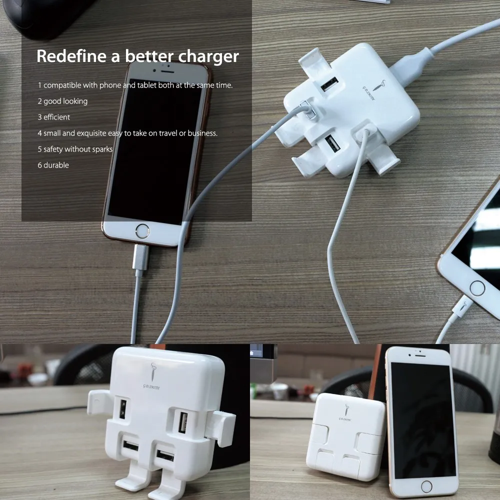 40 Вт 4 Порты USB Зарядное устройство 5 В 8a/4A Универсальный адаптер ЕС Разъем