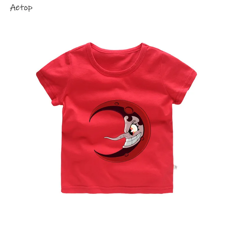 От 2 до 12 лет футболка детская футболка с короткими рукавами Cuphead And Mugman, футболка с дьяволом Детская летняя одежда b909