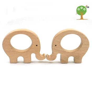 20pcs x 70mm unfinished beech wooden teether elephant Free Teether Clip pacifier clip elephant charm nursing necklace EA58-1
