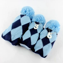 3 шт./компл. синий вязаный шерстяной помпон Гольф Клубные головные уборы для водителя фарватера