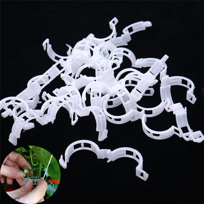 

50Pcs/Set High quality Plant Vine Tomato Stem Clips Supports Connect to Plants Vines Trellis Twine Cages Drop Shipping