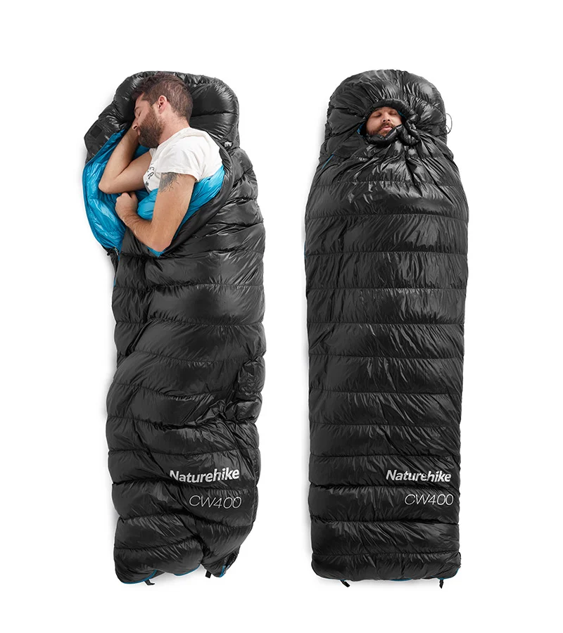 Naturehike CW400 Сверхлегкий 4 сезона квадратный гусиный пух альпинистский спальный мешок для холодной погоды водонепроницаемый спальный мешок для кемпинга
