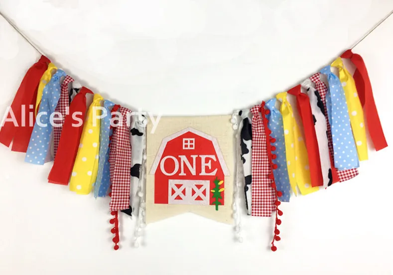 

New Farm Theme Cow 1st Two Birthday Barn Highchair Banner Garland Photo Prop Old Mcdonald Smash Cake John Deere Barnyard Decor