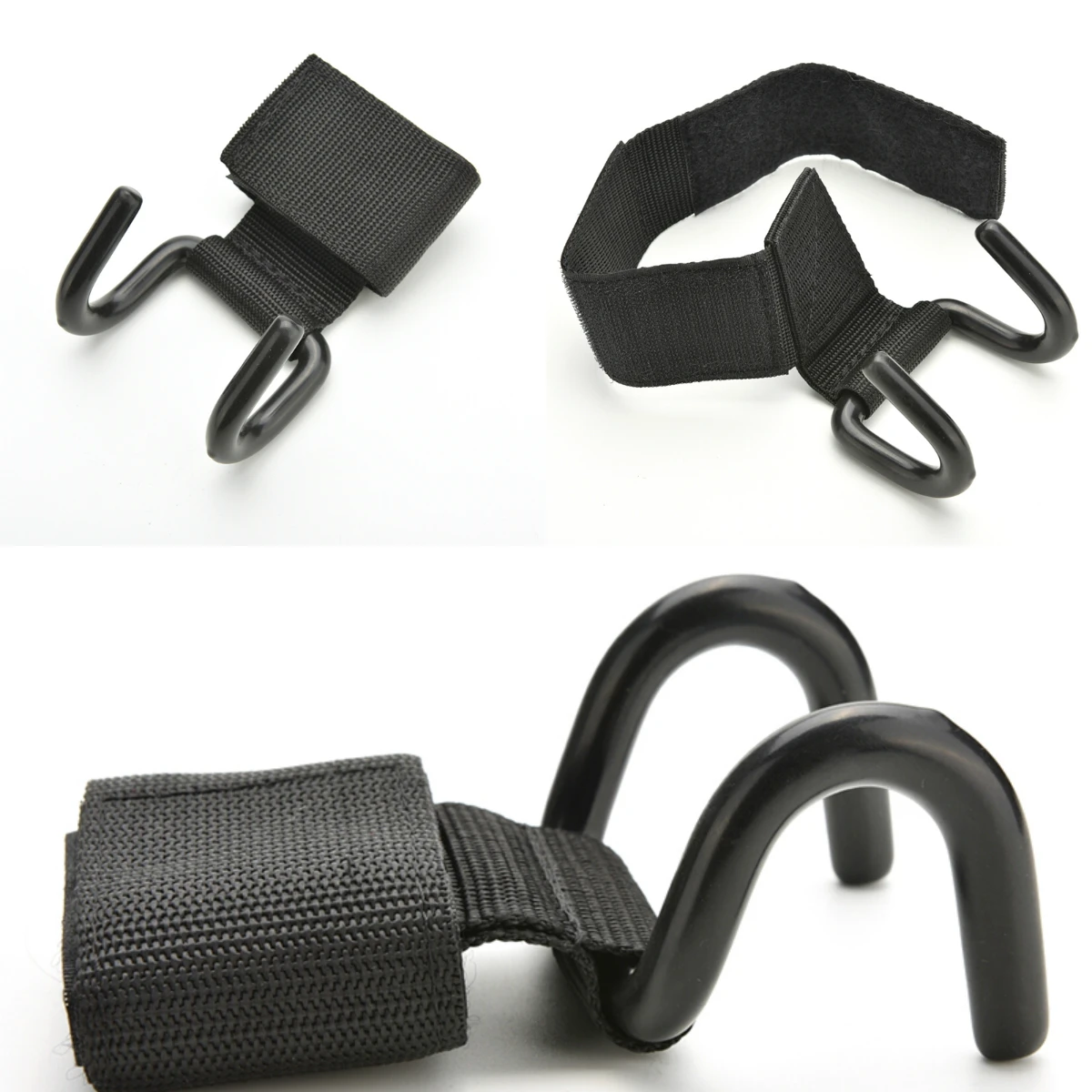 1Pc Black Weight Lifting Support Strap Hook Gym Weightlifting Training