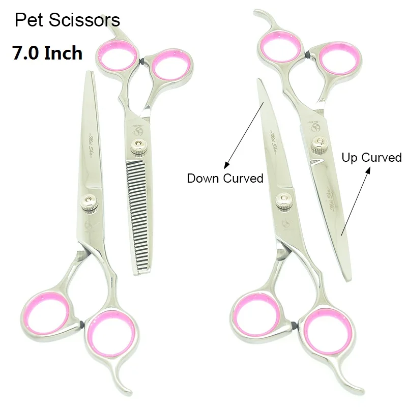

7" Dog Scissors Steel Pet Thinning Scissor for Dog Grooming Straight Curved Cutting Shears Sharp Edge Animal Hair Clipper HB0071