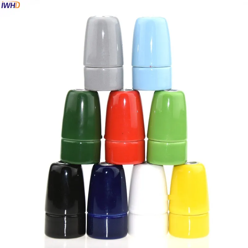 

IWHD DIY E14 Loft Socket Lamp Base Holder Iron Ceramics Pendant Light Socket Holder Base Light Screw Socket For Light Fittings