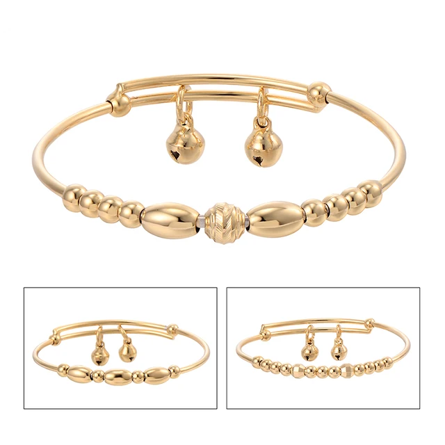 3pcs New Fashion Clic Child Toddler Jewelry Kids S Charm Bell 3pcs New Fashion Clic Child Toddler Jewelry Kids S Charm Bell Bangle Gold Baby Bracelet