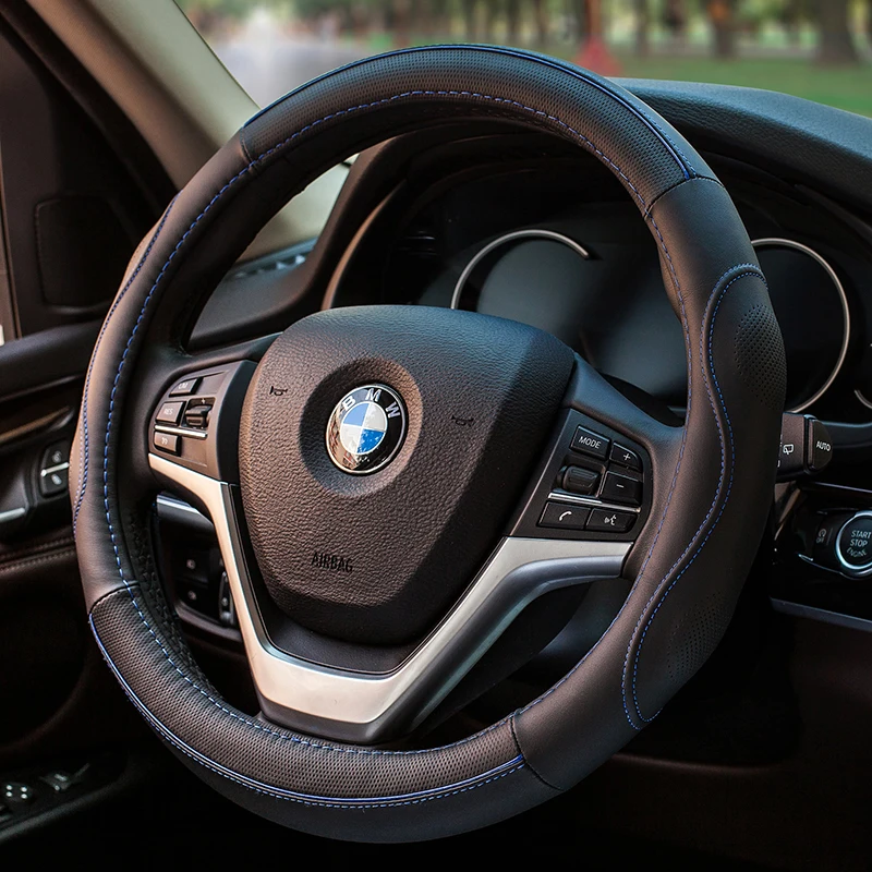 

KKYSYELVA The first layer of leather four seasons universal round steering wheel cover