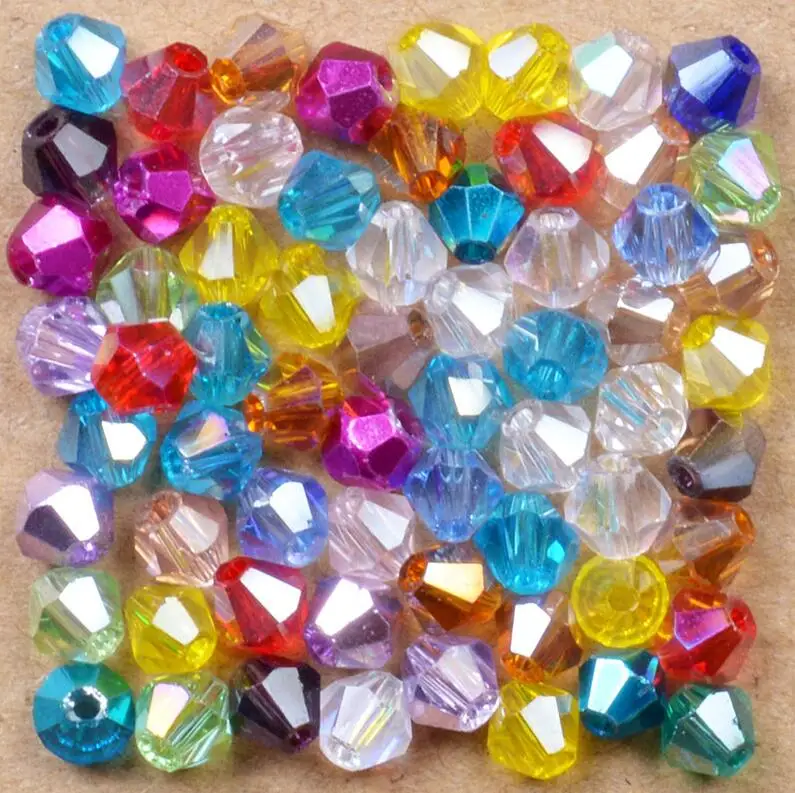 100pcs/Bag Grade AAA 4mm 5301 Seed Bicone Bead Wholesale 4 mm Bicone Roundlle Glass Crystal Beads 30 Color Pick 