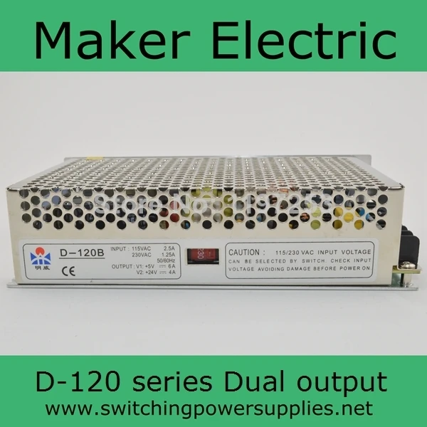 

Dual output switching power supply smps 12V 5A--24V 2.5A 120w ac dc converter good quality D-120C