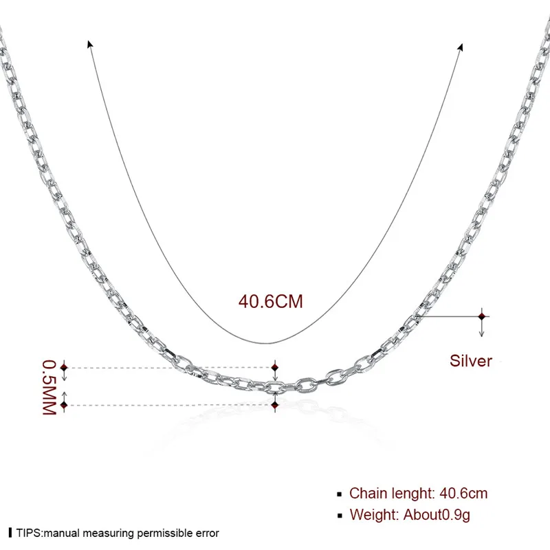 GAGAFEEL тонкая цепочка 925 пробы Серебряные ювелирные изделия ожерелья для Для женщин Романтический 0,5 мм Ширина 40/45 см звено цепи для вечерние