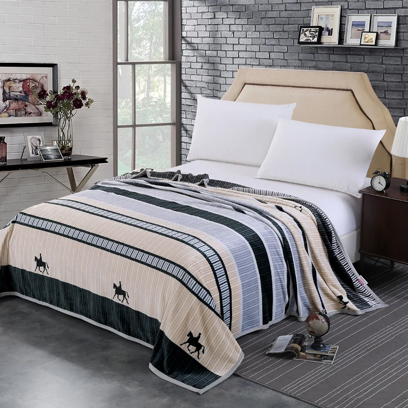 

Fashion Personality Stripes Color Horse Pattern Cloud Mink Velvet Blanket For Sofa/Bed/Home Soft Bedspreads 180x200cm Size