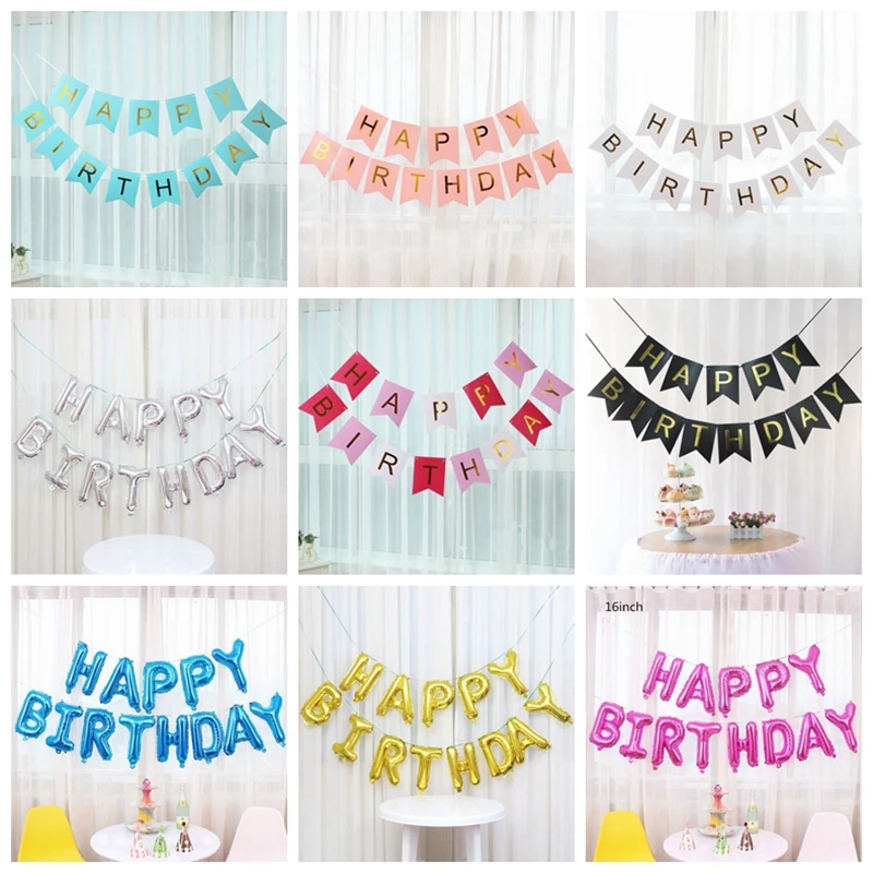 

Happy Birthday Bunting Banner Birthday Party Decorative Birthday Photo Props Garland with a Red Rope For Kids Party Decoration