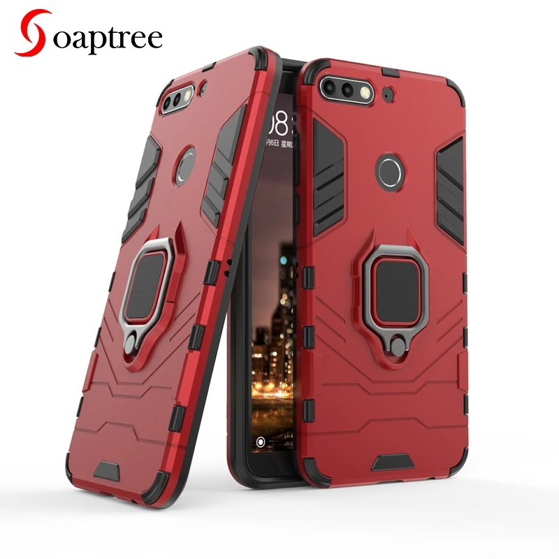 

Cases For Huawei Honor 7C 7A Y6 Prime AUM-L41 Y7 Prime Pro 2018 LND-L29 Nova 2 Lite Case Finger Ring Back Covers Iron Man Bags