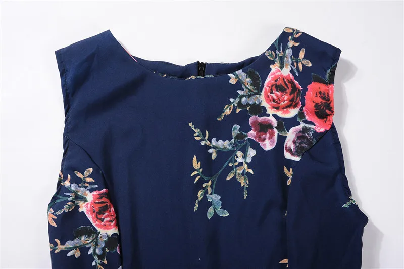 Kostlich New Arrival Summer Hepburn Vintage Dress O-Neck Floral Print Dresses Women Big Swing Dress Plus Size S-2XL With Sashes (3)