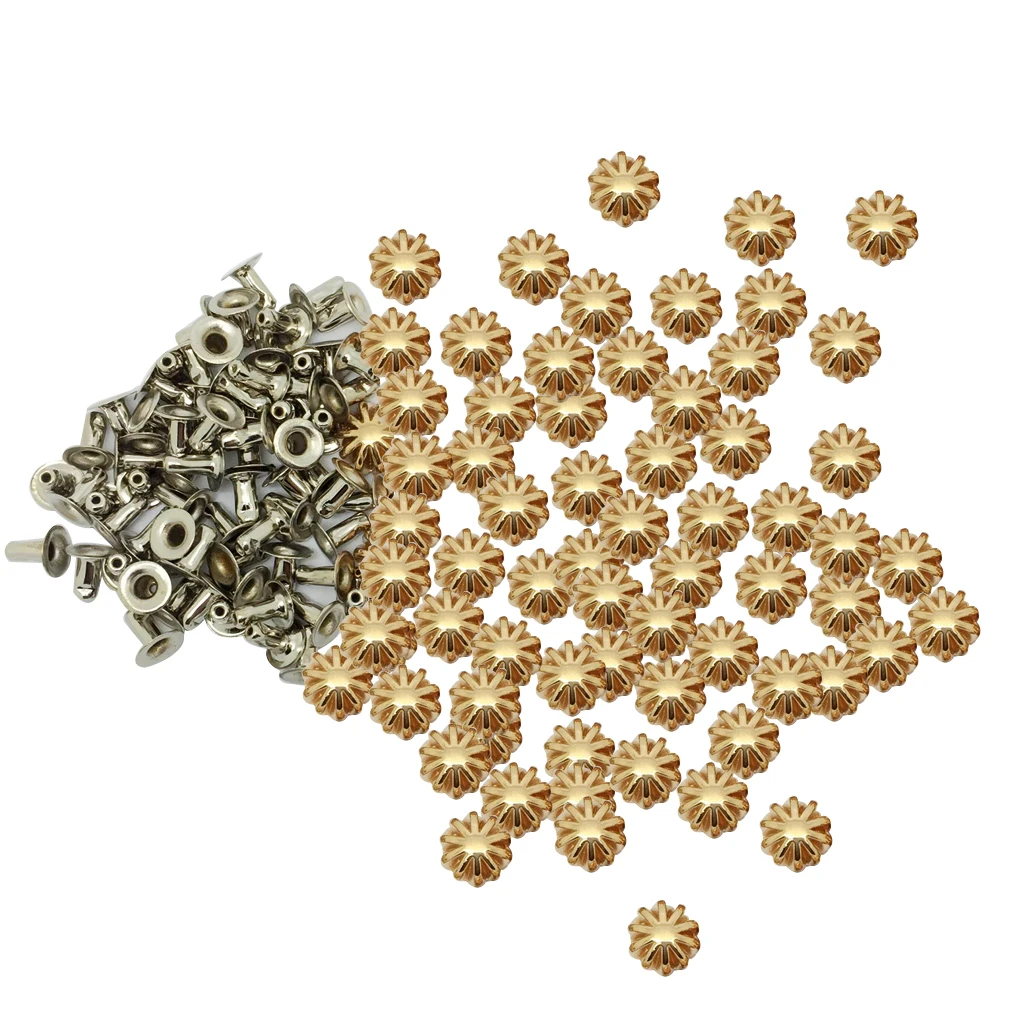 50 Set 9mm Pumpkin Single Cap Rivet Stud Collision Nail Metal Spike Rock Leathercraft Shoe Bag Belt Garment Bracelet Accessories