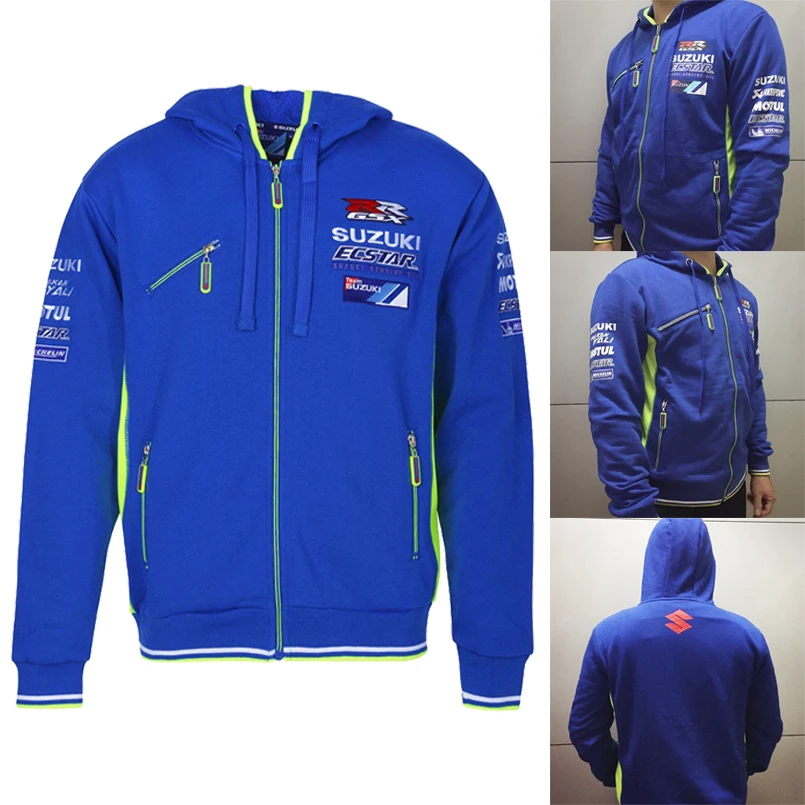 

2018 New MotoGP Motorcycle Suzuki Hoodies Jacket Winter Men Pullover Man Coat Moto Casual Wool Liner Fleece Suzuki Sweatshirts