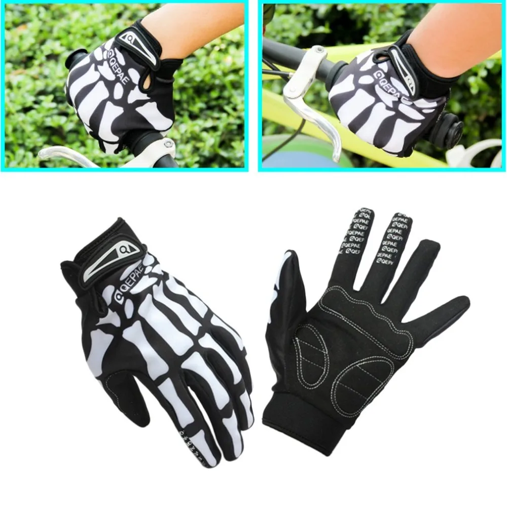 

Riding Gloves Windproof Bicycle Riding Gloves Skeleton Bone Design Slip-resistant Full Finger Gloves For Biking Climbing