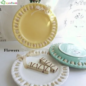 Hollow Out Fruit Plate Cake Dishes And Plates Porcelain Pastry Fruit Tray Ceramic Tableware For Steak Dinner