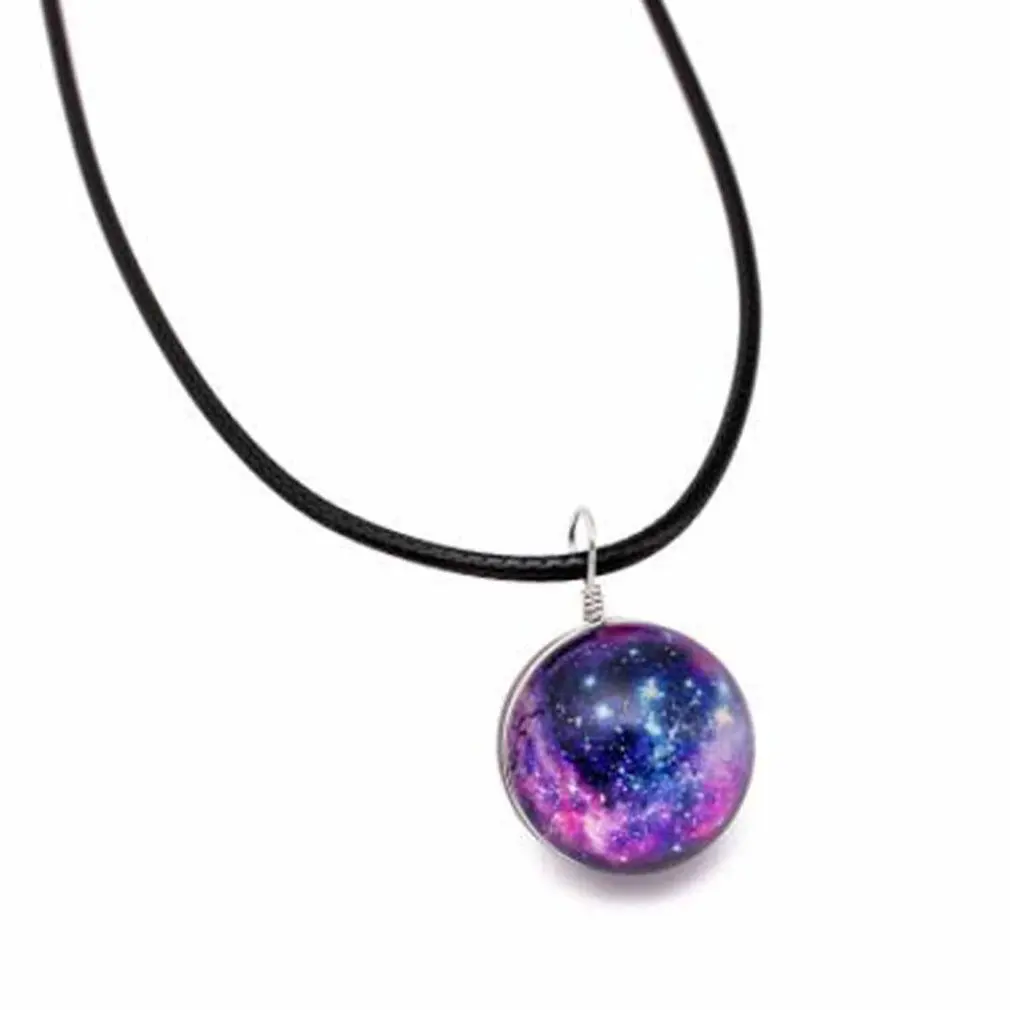 

GENBOLI Transparent Glass Ball Pendant Necklace Gift Jewelry Handmade Fantasy Sky Universe Pendant Glow In The Dark