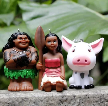 

2016 New Movie Moana Princess Keychain Pendant Moana Maui Maui Pua Moana Figure Toys Gift for Chilren 7-8CM Key chain key ring
