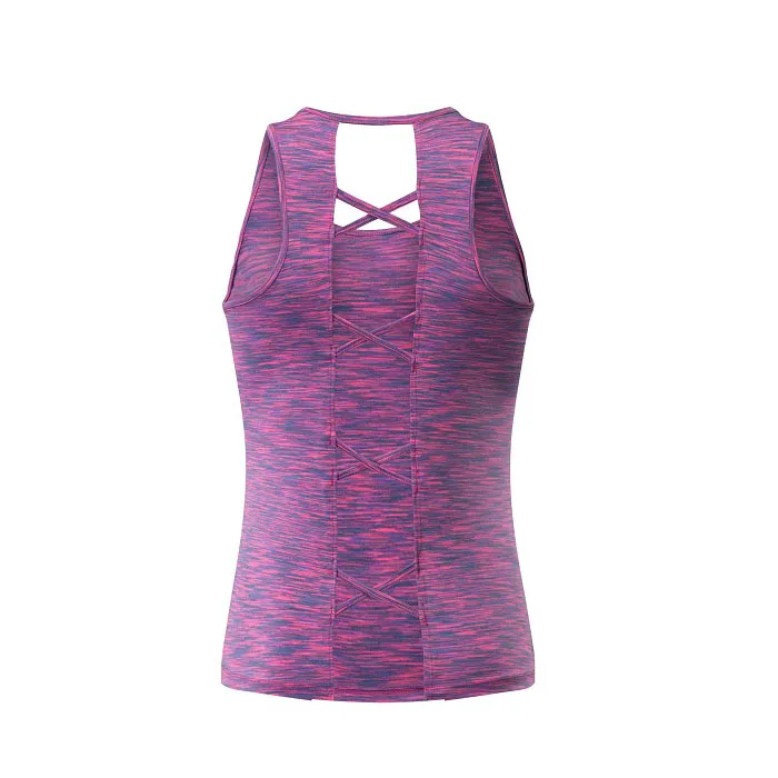 Топ для йоги с открытой спиной, одноцветная спортивная рубашка, Женская свободная быстросохнущая Спортивная майка для фитнеса, гимнастики, женская спортивная одежда - Цвет: Фиолетовый