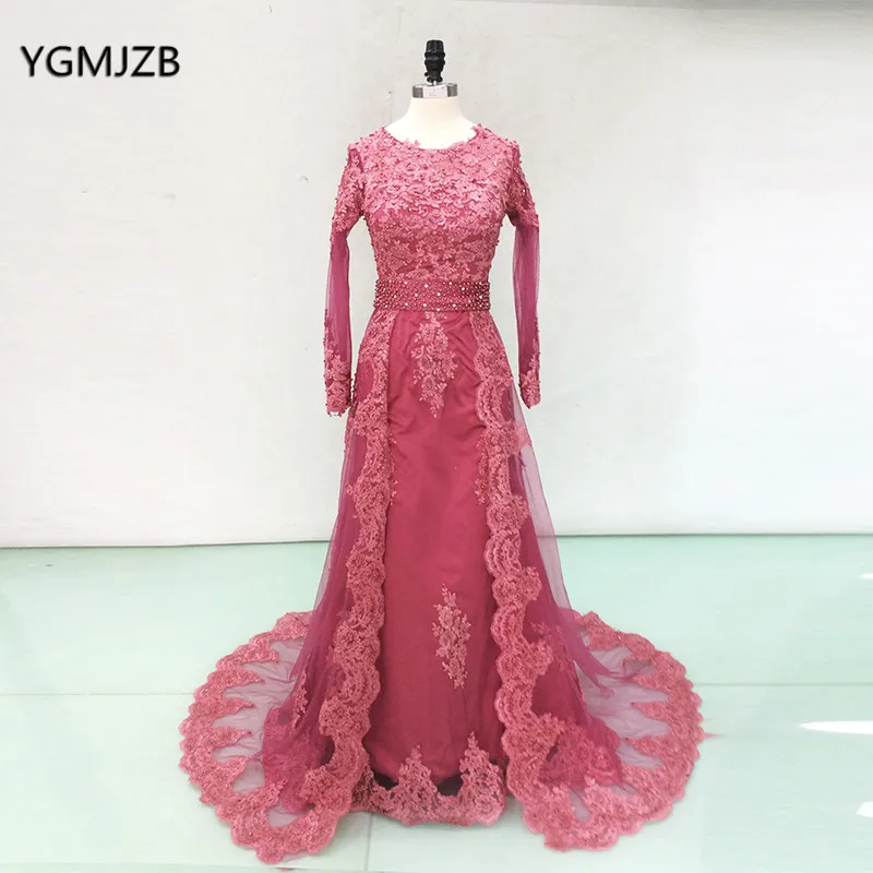 

Real Picture African Evening Dress 2018 Mermaid Appliques Beaded Long Sleeves Elegant Formal Prom Party Gown Robe De Soiree