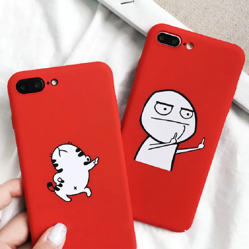 

Funny Cartoon Phone Case For iphone X Case For iphone 6S 6 7 8 Plus Cover Dancing Cat Abstract Unicorn Middle Finger Cases