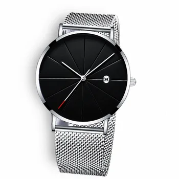 

Date Men's Watch Simple Style Fashion Men Clock Full Stainless Steel Wrist Watches Waterproof Calendar Time Hours Mesh Belt Male