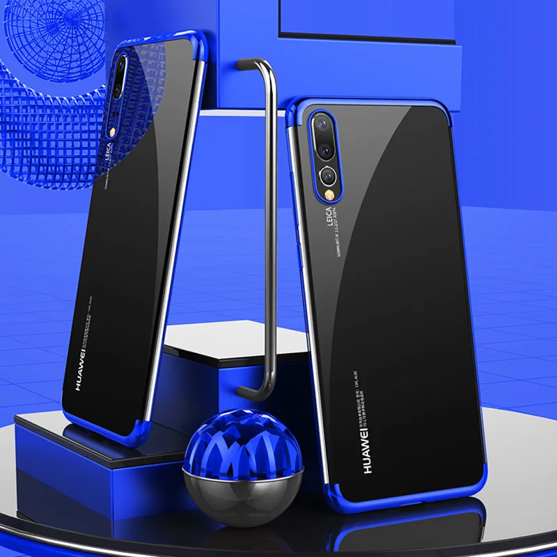 Силиконовый чехол для huawei P30 P20 Pro mate 30 20 10 Lite Honor V10 V20 Nova 5 5i, мягкий чехол с магнитным кольцом, прозрачная задняя крышка из ТПУ - Цвет: Blue