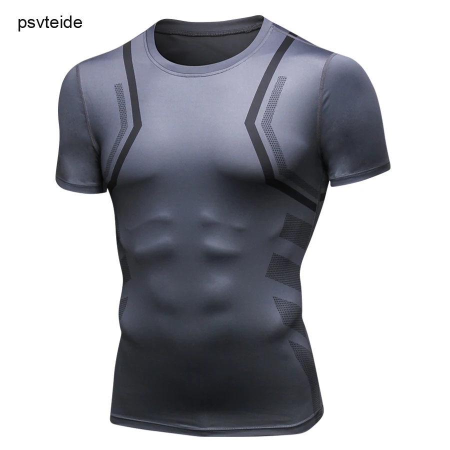 

Mens Compression TShirt Gym Shirt Quick Dry Gym T Shirt Sport Sportswear Mens Crossfit t shirt Fitness camiseta gym hombre Male