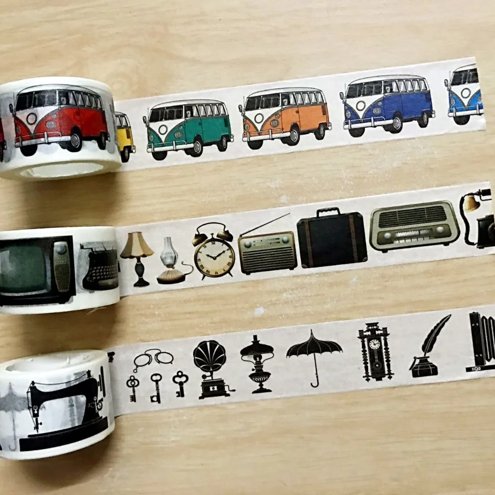 

Beautiful 30mm*10m high quality DIY tape/Vintage bus and Colorized Vintage appliance and Black appliance washi tape