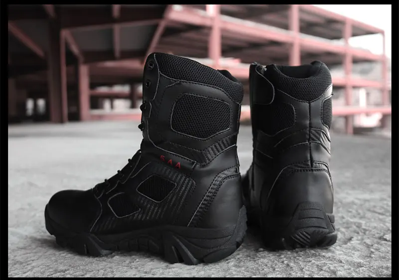 Military Tactical Mens Boots Special Force Leather Waterproof Desert Combat Ankle Boot Army Work Shoes Plus Size 39-47 (19)