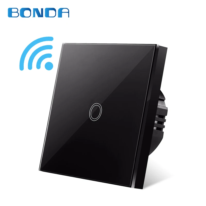 BONDA genuine EU/UK standard 1/2/3 open gold wireless remote control touch switch luxury crystal glass panel wall light switch