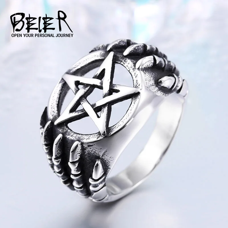 

BEIER stainless Steel Gothic Five Star CLaw Biker Ring Man Cheap Exclusive Sale Item WHOLESALE BR8-271 US Size