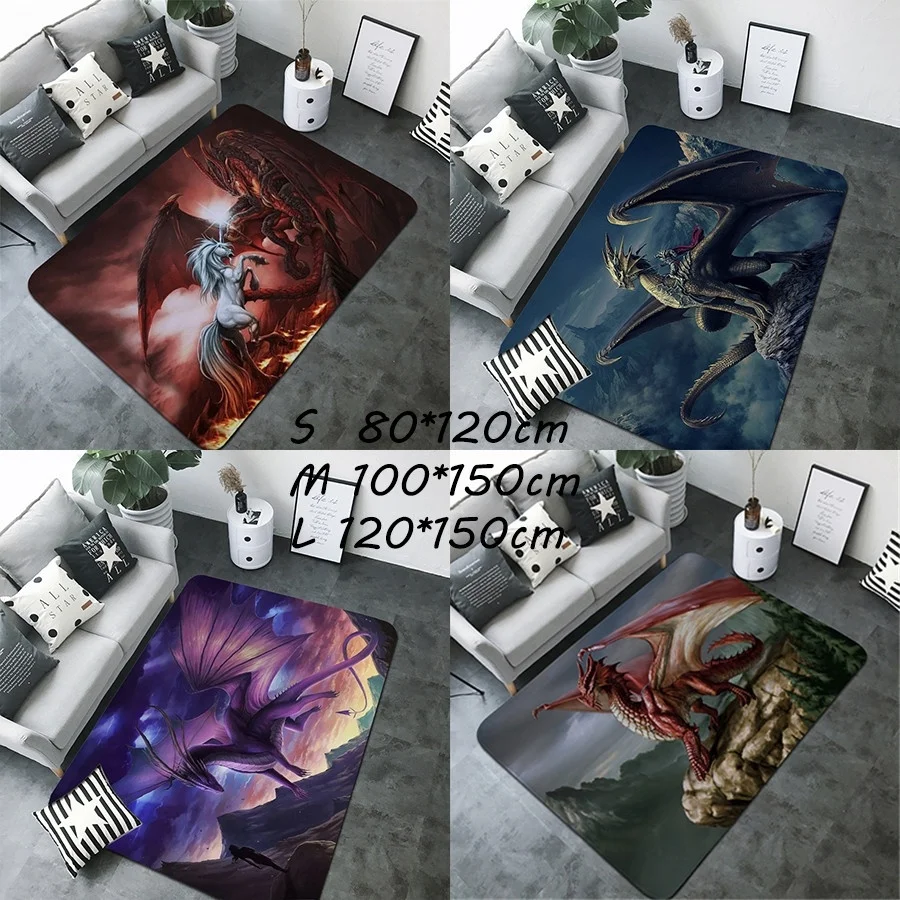 

1PC Dragon Mysterious Creature Dragon Printed Rugs Living Room Floormat Play Mat Babyplay Carpet Mat Floormat Carpet for Bedroom